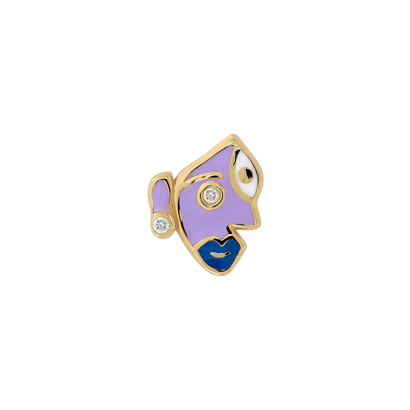 shes artsy lilac and blue abstract  face pin end style fashion art body jewelry earring earlobe helix cartilage nostril conch helix tragus lip gemstones Pupil Hall IRIS PIERCING STUDIOS