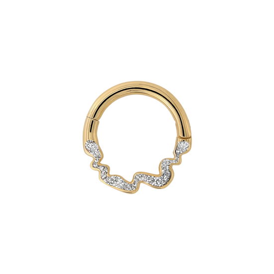 yellow gold silver glittz either way toned hoop hinge 100 club septum earring earlobe helix cartilage pupil hall IRIS PIERCING STUDIOS style fashion