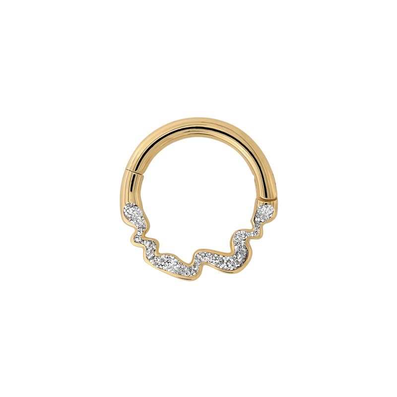 yellow gold silver glittz either way toned hoop hinge 100 club septum earring earlobe helix cartilage pupil hall IRIS PIERCING STUDIOS style fashion