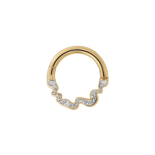 yellow gold silver glittz either way toned hoop hinge 100 club septum earring earlobe helix cartilage pupil hall IRIS PIERCING STUDIOS style fashion