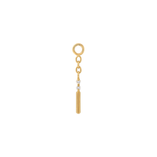 stick and stones white diamond charm single strand dangle style fashion art body jewelry earring earlobe helix cartilage nose nostril conch tragus gemstones Pupil Hall IRIS PIERCING STUDIOS
