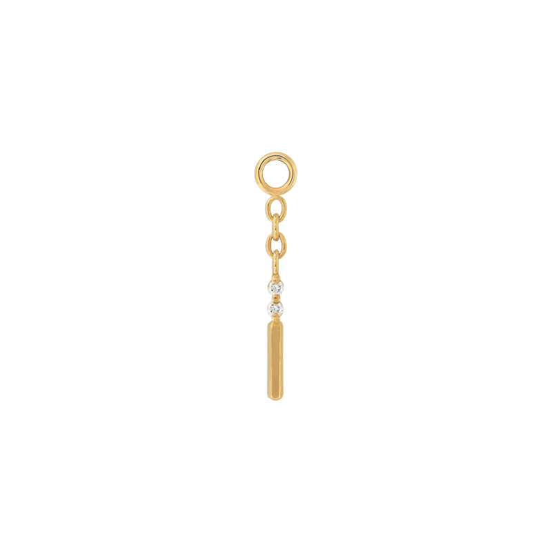 stick and stones white diamond charm single strand dangle style fashion art body jewelry earring earlobe helix cartilage nose nostril conch tragus gemstones Pupil Hall IRIS PIERCING STUDIOS