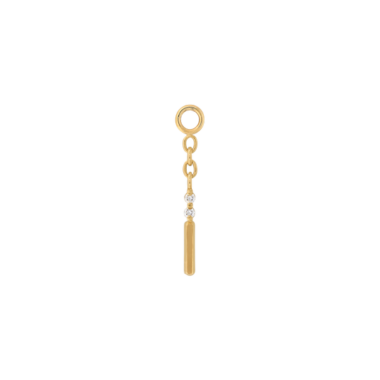 stick and stones white diamond charm single strand dangle style fashion art body jewelry earring earlobe helix cartilage nose nostril conch tragus gemstones Pupil Hall IRIS PIERCING STUDIOS