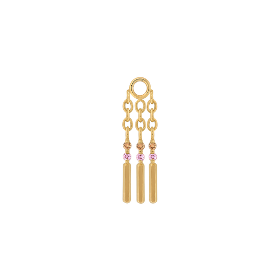 sticks and stones X3 COLOR Charm pink and orange sapphire dangle style fashion art body jewelry earring earlobe helix cartilage nose nostril conch helix tragus gemstones Pupil Hall IRIS PIERCING STUDIOS