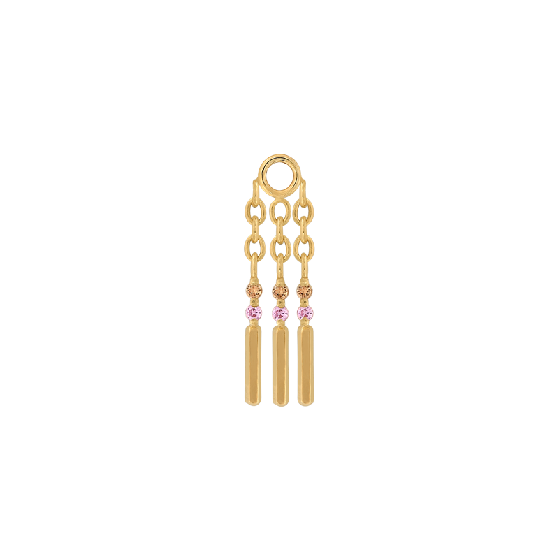 sticks and stones X3 COLOR Charm pink and orange sapphire dangle style fashion art body jewelry earring earlobe helix cartilage nose nostril conch helix tragus gemstones Pupil Hall IRIS PIERCING STUDIOS