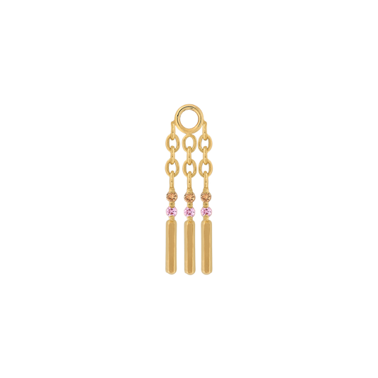 sticks and stones X3 COLOR Charm pink and orange sapphire dangle style fashion art body jewelry earring earlobe helix cartilage nose nostril conch helix tragus gemstones Pupil Hall IRIS PIERCING STUDIOS