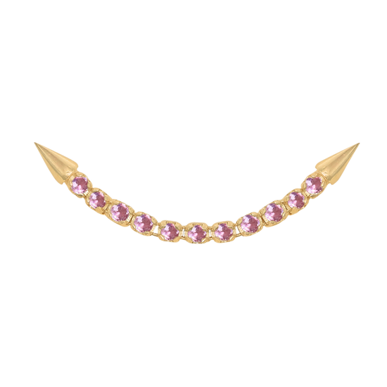 yellow gold well articulated double pin end lynx pink sapphire POINTED Pupil hall iris piercing studios nose conch earlobe dangle style body jewelry fashion