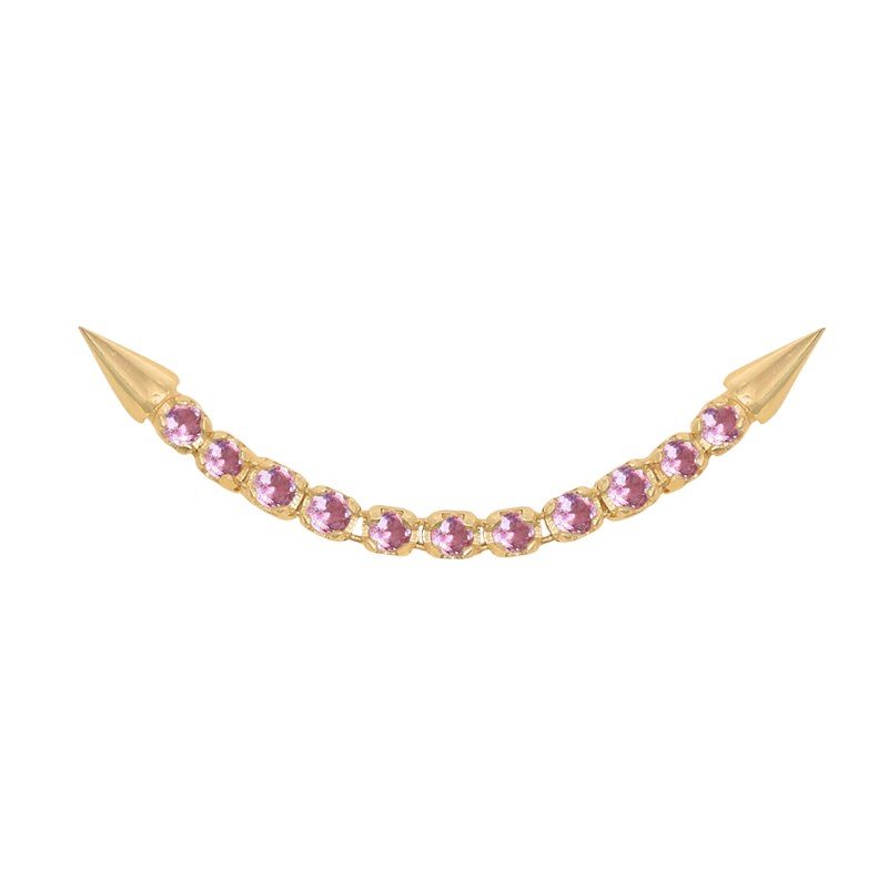 yellow gold well articulated double pin end lynx pink sapphire POINTED Pupil hall iris piercing studios nose conch earlobe dangle style body jewelry fashion