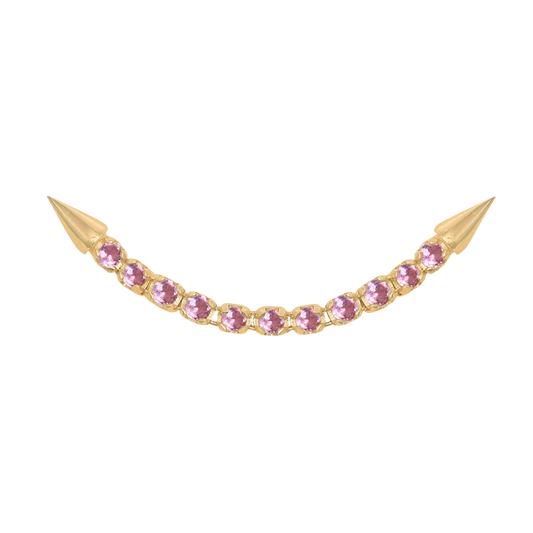 yellow gold well articulated double pin end lynx pink sapphire POINTED Pupil hall iris piercing studios nose conch earlobe dangle style body jewelry fashion