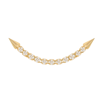 yellow gold well articulated double pin end lynx  white diamond POINTED Pupil hall iris piercing studios nose conch earlobe dangle style body jewelry fashion
