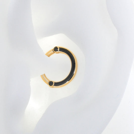 Double Deco Hinge Ring - Tan & Black