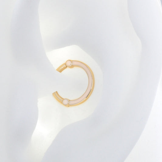 Double Deco Hinge Ring - Tan & White