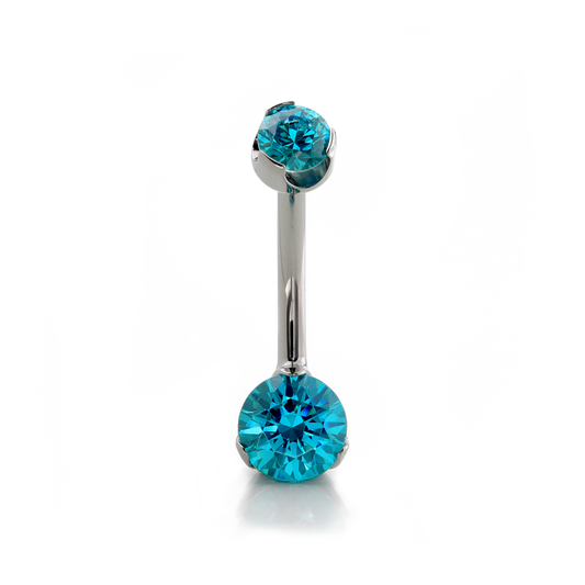 Prong-Set Faceted Navel Curve - Mint Green