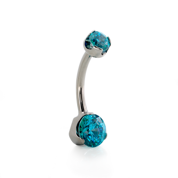 Prong-Set Faceted Navel Curve - Mint Green