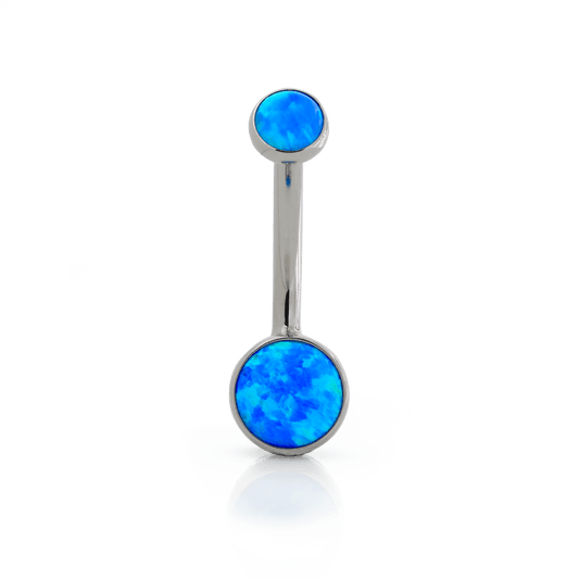 Bezel-Set Cabochon Navel Curve - Blue Opal