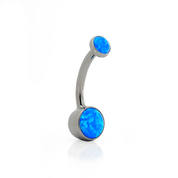 Bezel-Set Cabochon Navel Curve - Blue Opal