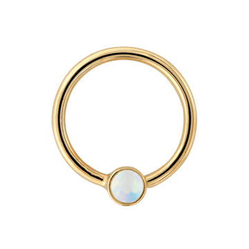 Bezel-set Fixed Gem Ring - White Opal