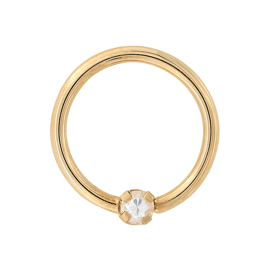 Prong-set Fixed Gem Ring - White Sapphire