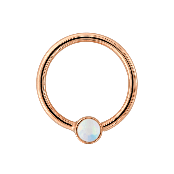 Bezel-set Fixed Gem Ring - White Opal
