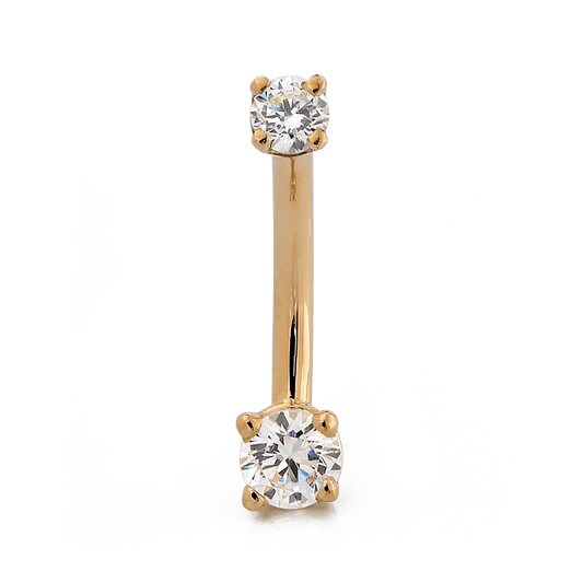 GOLD Prong-Set Faceted Navel Curve