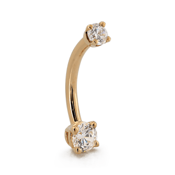 GOLD Prong-Set Faceted Navel Curve