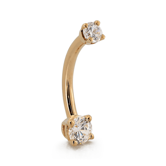 GOLD Prong-Set Faceted Navel Curve