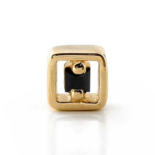 Hollow Square with Stone - Black Sapphire