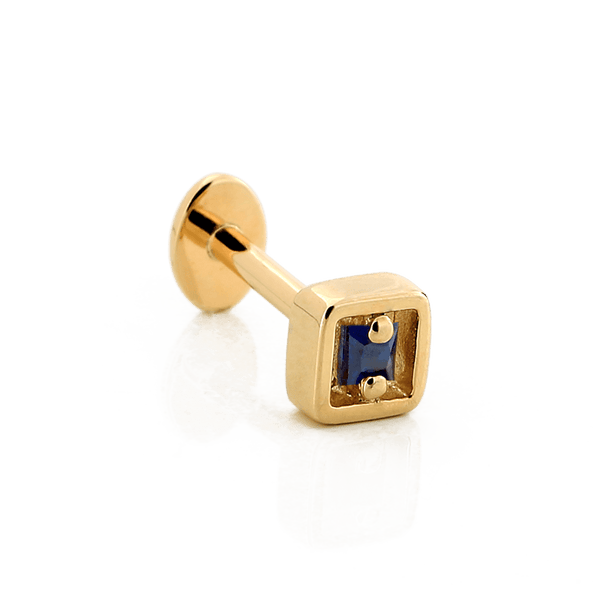 Hollow Square with Stone - Dark Blue Sapphire