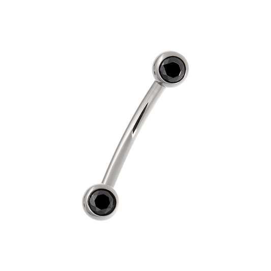 Side-set Gem Curved Barbell - Black CZ