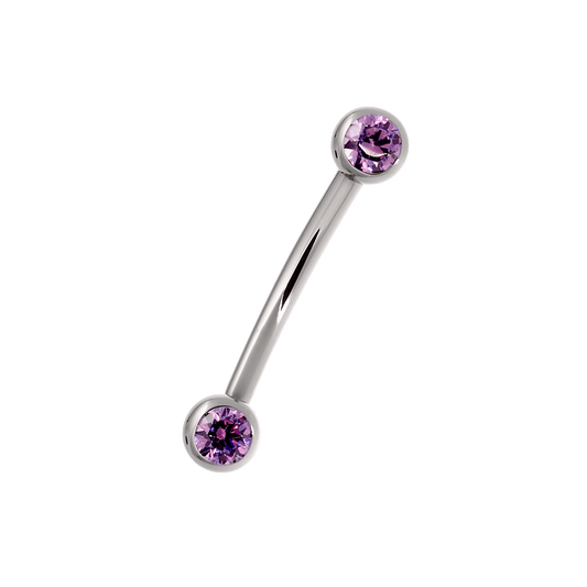 Side-set Gem Curved Barbell - Fancy Purple