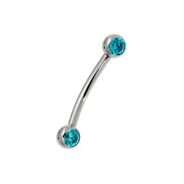 Side-set Gem Curved Barbell - Mint Green