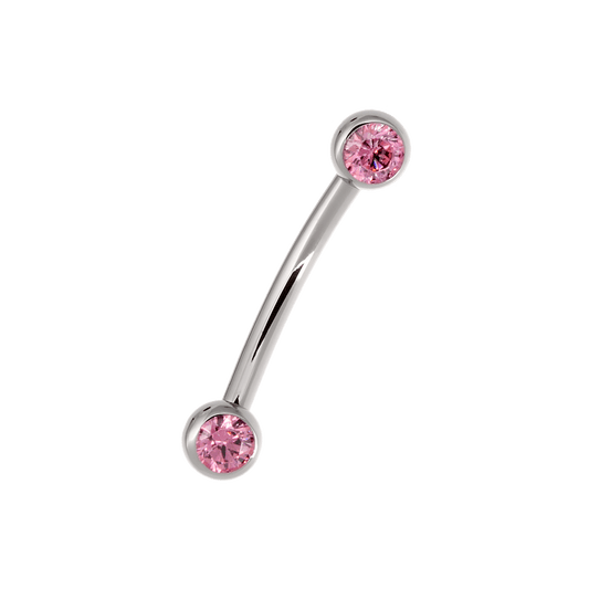Side-set Gem Curved Barbell - Pink