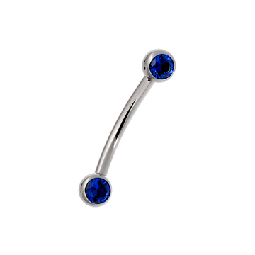 Side-set Gem Curved Barbell - Sapphire