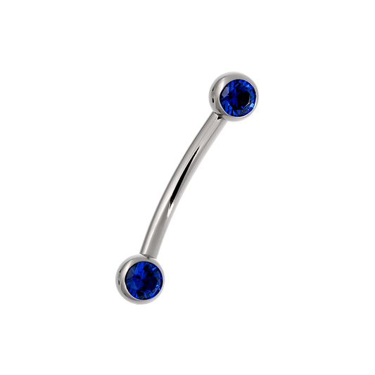 Side-set Gem Curved Barbell - Sapphire