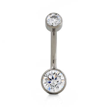 Bezel-Set Faceted Navel Curve - White CZ