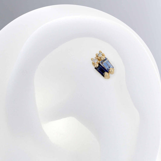 Double Stack Baguette Gemstones - Blue Sapphire