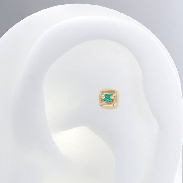Hollow Square with Stone - Emerald
