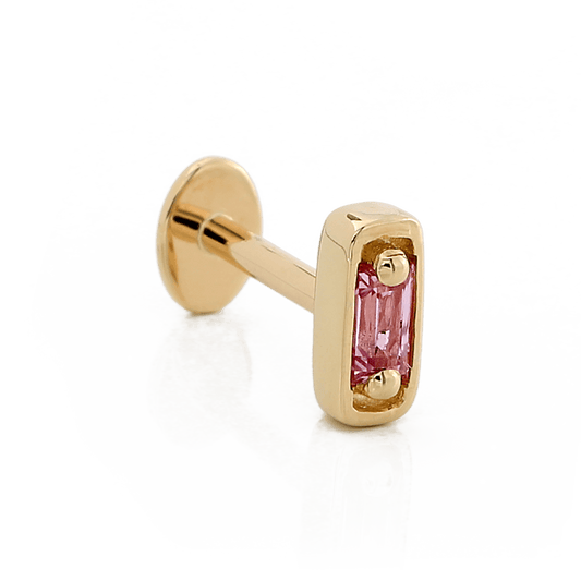 Hollow Baguette with Stone - Pink Sapphire