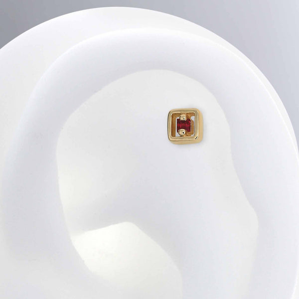 Hollow Square with Stone - Ruby