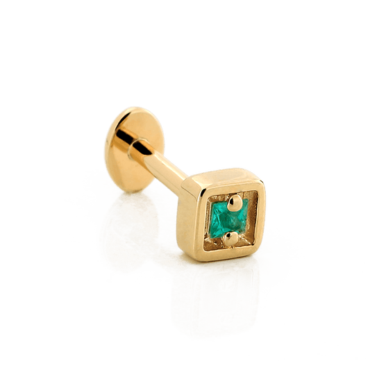 Hollow Square with Stone - Emerald