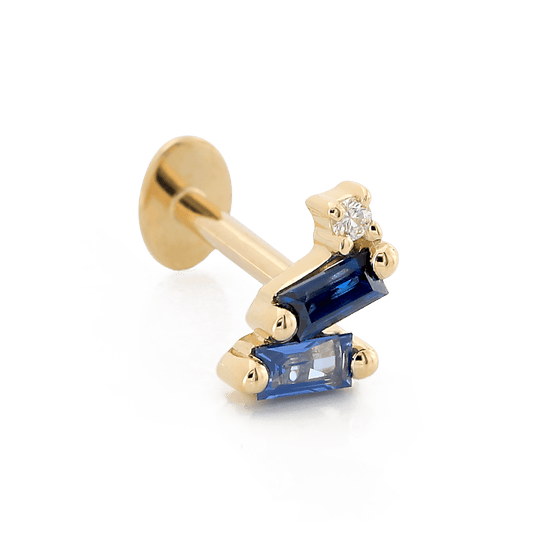 Leaning Duo Baguettes - Blue Sapphires