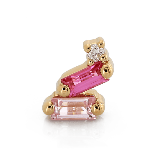 Leaning Duo Baguettes - Pink Sapphires