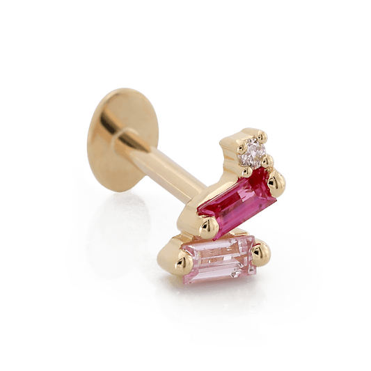 Leaning Duo Baguettes - Pink Sapphires