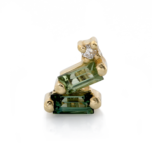 Leaning Duo Baguettes - Green Sapphires