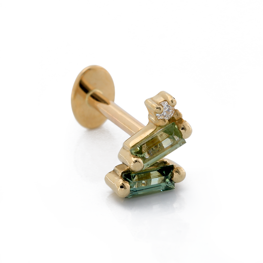 Leaning Duo Baguettes - Green Sapphires