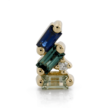 Leaning Trio Baguettes - Cool Sapphires