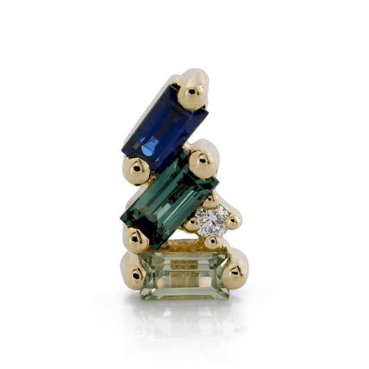 Leaning Trio Baguettes - Cool Sapphires