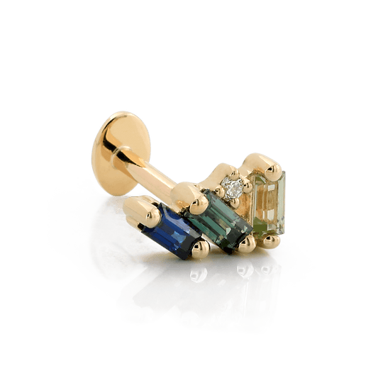 Leaning Trio Baguettes - Cool Sapphires