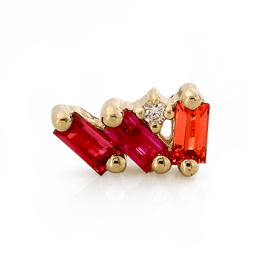 Leaning Trio Baguettes - Warm Sapphires