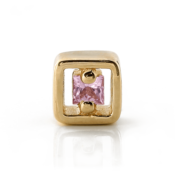 Hollow Square with Stone - Pink Sapphire